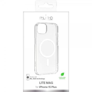 Puro iPhone 15 Plus Deksel LITE MAG Transparent Klar