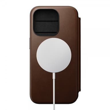 NOMAD iPhone 15 Pro Etui Modern Leather Folio Brun