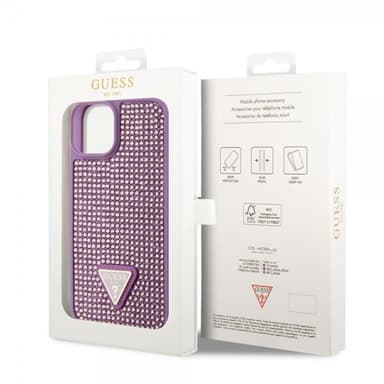 Guess iPhone 15 Deksel Rhinestone Lilla