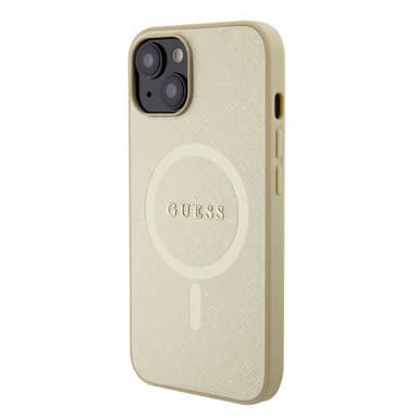 Guess iPhone 15 Deksel Saffiano MagSafe Beige
