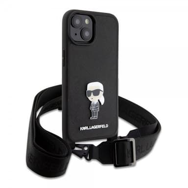 Karl Lagerfeld iPhone 15 Plus Deksel Saffiano Crossbody Svart
