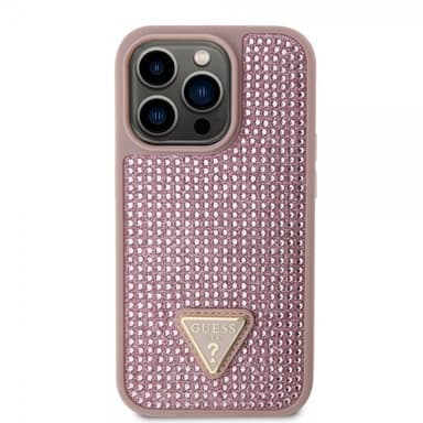 Guess iPhone 15 Pro Deksel Rhinestone Rosa