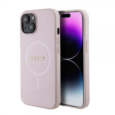Guess iPhone 15 Deksel Saffiano MagSafe Rosa