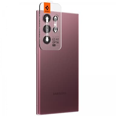 Spigen Samsung Galaxy S22 Ultra Linsebeskyttelse GLAS.tR EZ Fit Optik Pro 2-pakning Burgundy