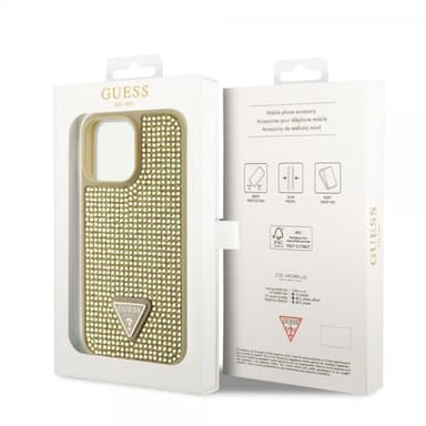 Guess iPhone 15 Pro Max Deksel Rhinestone Gull