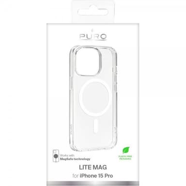 Puro iPhone 15 Pro Deksel LITE MAG Transparent Klar