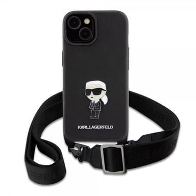 Karl Lagerfeld iPhone 15 Deksel Saffiano Crossbody Svart