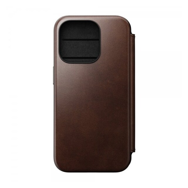 NOMAD iPhone 15 Pro Etui Modern Leather Folio Horween Rustic Brown