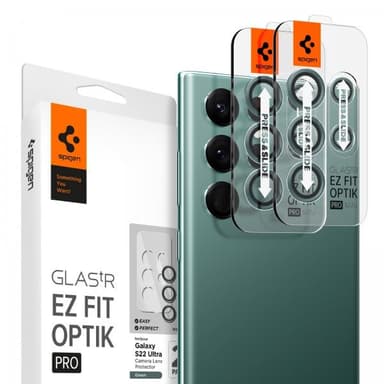 Spigen Samsung Galaxy S22 Ultra Linsebeskyttelse GLAS.tR EZ Fit Optik Pro 2-pakning Grønn