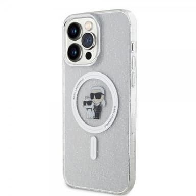 Karl Lagerfeld iPhone 15 Pro Max Deksel Karl & Choupette Glitter MagSafe Transparent