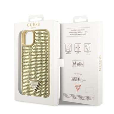 Guess iPhone 15 Deksel Rhinestone Gull
