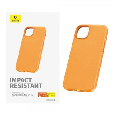 Baseus iPhone 15 Deksel Fauxther Series Oransje