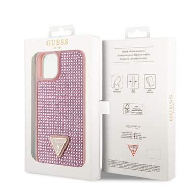 Guess iPhone 15 Deksel Rhinestone Rosa
