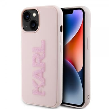 Karl Lagerfeld iPhone 15 Deksel 3D Rubber Karl Rosa