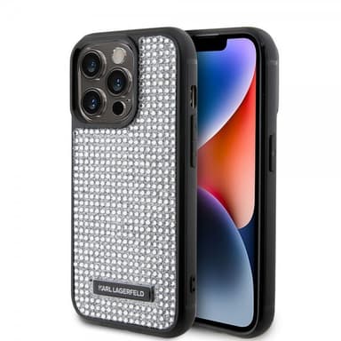 Karl Lagerfeld iPhone 15 Pro Deksel Rhinestone Sølv