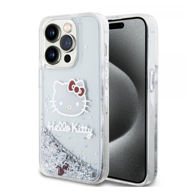 Hello Kitty iPhone 15 Pro Deksel Liquid Glitter Translucent