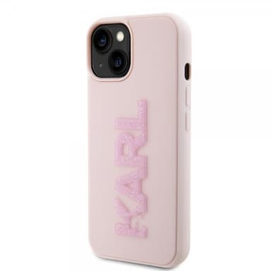 Karl Lagerfeld iPhone 15 Deksel 3D Rubber Karl Rosa