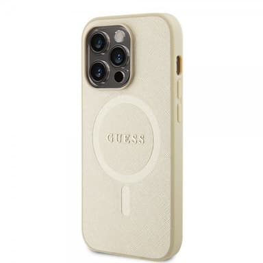 Guess iPhone 15 Pro Deksel Saffiano MagSafe Beige