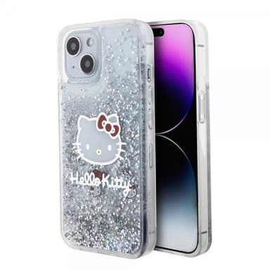 Hello Kitty iPhone 15 Deksel Liquid Glitter Translucent