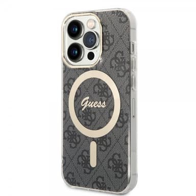 Guess iPhone 15 Pro Deksel 4G Pattern MagSafe Svart