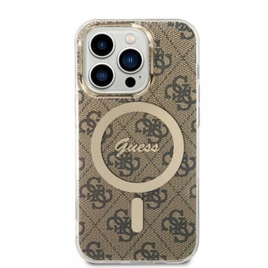 Guess iPhone 15 Pro Deksel 4G Pattern MagSafe Brun