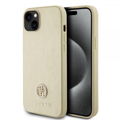 Guess iPhone 15 Deksel Metal Logo Strass Gull