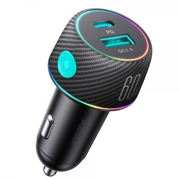 Joyroom Mobillader til bil CCN01 60W Car Charger with Light Button USB-A USB-C