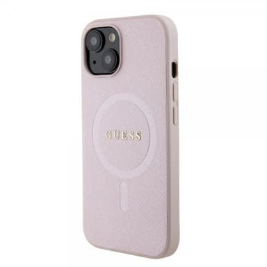 Guess iPhone 15 Deksel Saffiano MagSafe Rosa