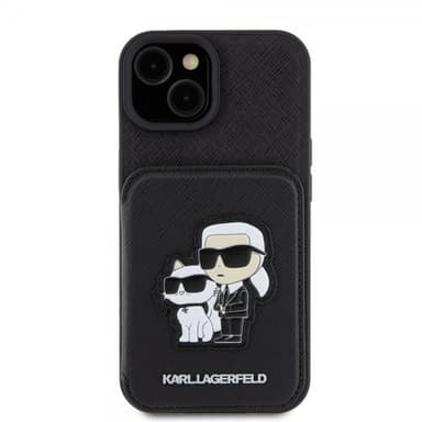 Karl Lagerfeld iPhone 15 Deksel Saffiano Card Slots & Stand Svart