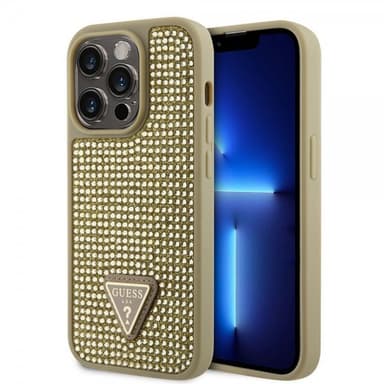 Guess iPhone 15 Pro Deksel Rhinestone Gull