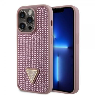 Guess iPhone 15 Pro Deksel Rhinestone Rosa