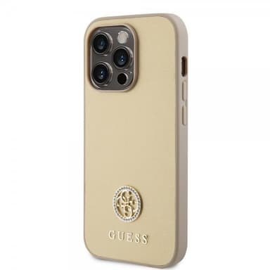 Guess iPhone 15 Pro Max Deksel Metal Logo Strass Gull