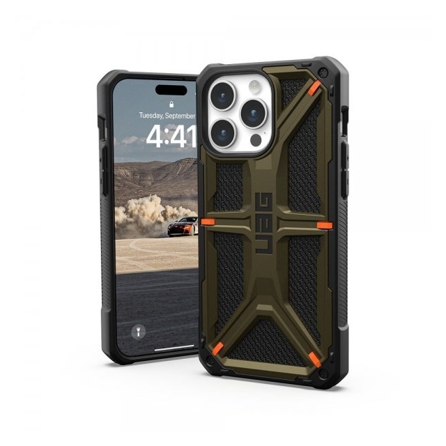 Urban Armor Gear (UAG) iPhone 15 Pro Max Deksel Monarch Kevlar Element Green