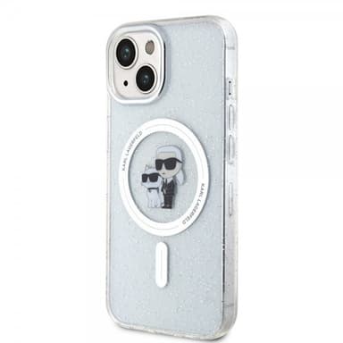 Karl Lagerfeld iPhone 15 Deksel Karl & Choupette Glitter MagSafe Transparent