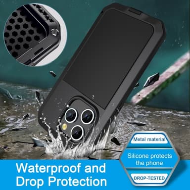 iPhone 15 Pro Max Heavy Duty Robust Hybrid-deksel+Herdet Glass