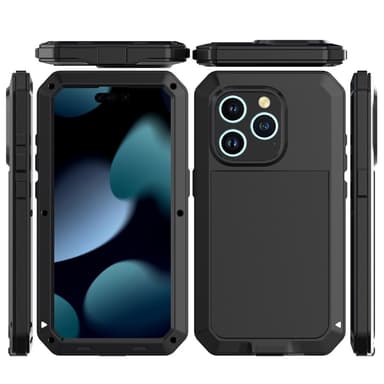 iPhone 15 Pro Heavy Duty Robust Hybrid-deksel+Herdet Glass