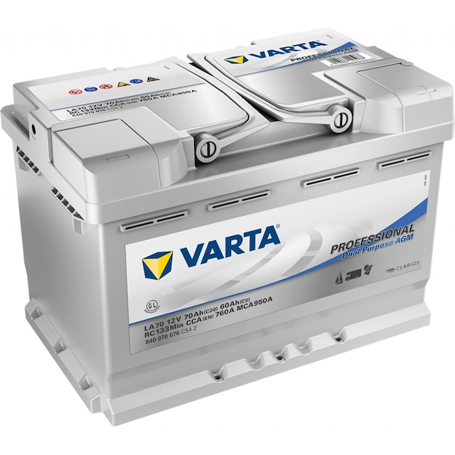 VARTA Fritidsbatteri AGM Batteri 12V 70AH 760CCA (278x175x190/190mm) +høyre LA70