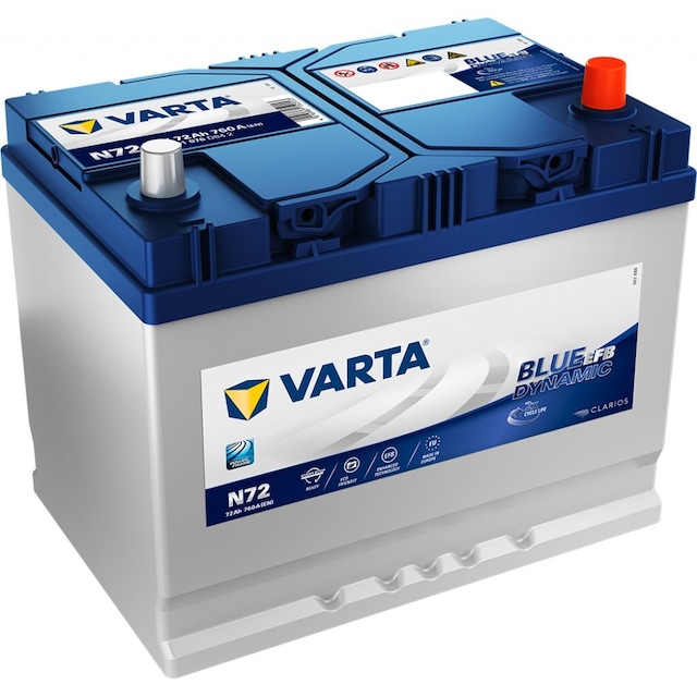 VARTA Blue Dynamic EFB Batteri 12V 72AH 760CCA (261x175x220mm) +høyre N72