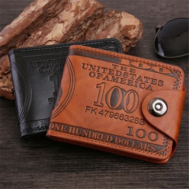 Wallet Exchange 100 Dollar Bill Money Bifold Kortholder - Brun