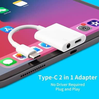 NÖRDIC USB-C til 3,5 mm lydadapter, USB-C hodetelefonadapter og PD 60W lading