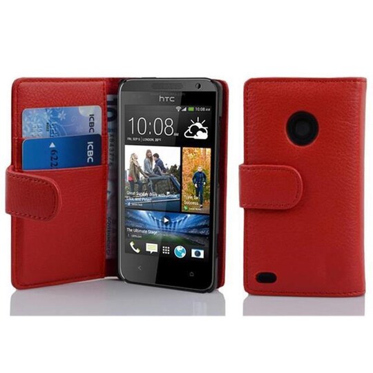 HTC Desire 300 lommebokdeksel etui (rød)