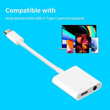 NÖRDIC USB-C til 3,5 mm lydadapter, USB-C hodetelefonadapter og PD 60W lading