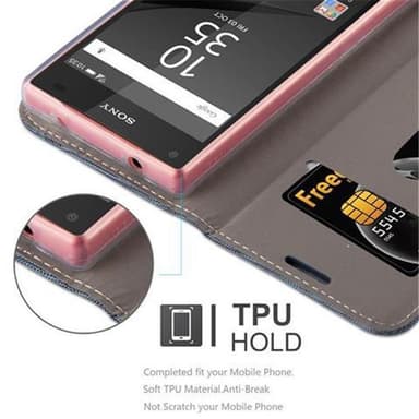 Sony Xperia Z5 COMPACT lommebokdeksel etui (blå)