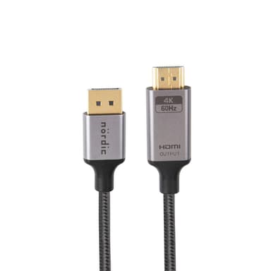 NÖRDIC 2m Displayport til HDMI 4K60Hz Dynamic HDR 18Gbps