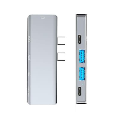 NÖRDIC 2 til 5 USB-C-dokkingstasjon for MacBook Pro og Air 1xHDMI 4K30Hz 1xUSB-C 1xUSB-C PD100W 1xUSB-A 3.0 1xUSB-A 2.0
