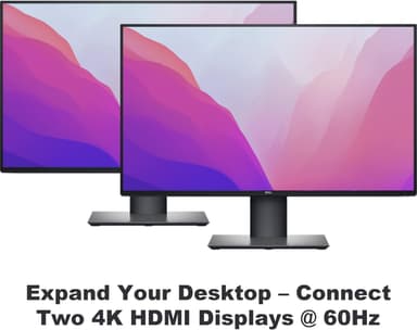 Sonnet USB-A og USB-C Dual 4K HDMI 2.0 Displaylink Adapter for bærbare datamaskiner og M1/M2 Mac-er