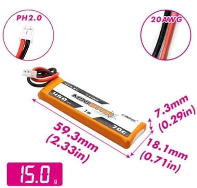 1s   450mAh - 70C - CNHL HV MiniStar PH2.0 4stk