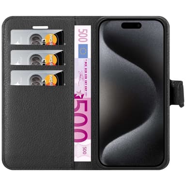 iPhone 15 PRO MAX lommebokdeksel etui (Svart)