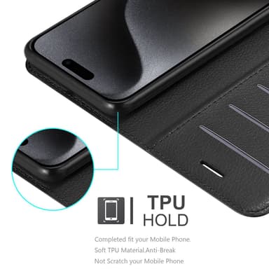 iPhone 15 PRO MAX lommebokdeksel etui (Svart)