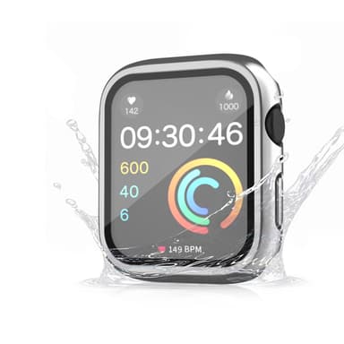 INF 2-Pack vanntett etui for Apple Watch iWatch 9/8/7/6/5/4 IPX8 sølv 44 mm